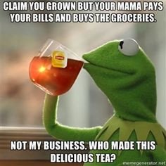 ... Not my business. Who made this delicious tea? | Kermit The Frog Drin