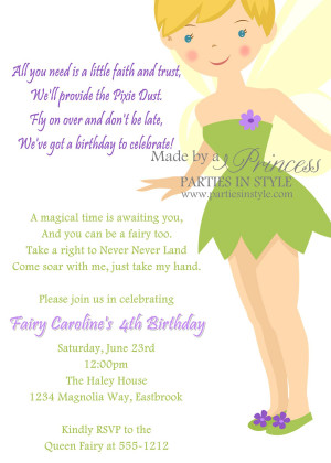 Free Printable Tinkerbell Birthday Invitations