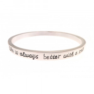 ... Silver Quote Bangle 'Life Is Always Better With A Smile