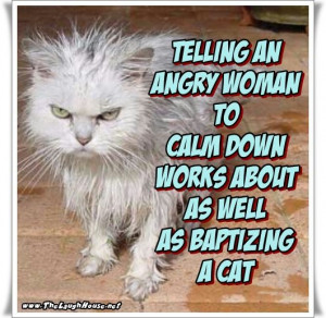 Telling an angry woman to calm down works about as well as baptizing a ...