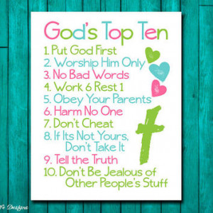 Christian Wall Art. Ten Commandments. Bible Verse. God's Top Ten for ...