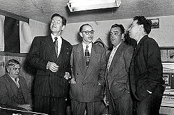 barbershop quartet performs in the early 1940s.