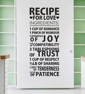 Wall Decals Recipe For Love Quote Cute