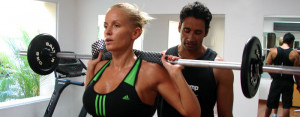 ... Camp Marbella's Dominic James training with celebrity Davina Taylor