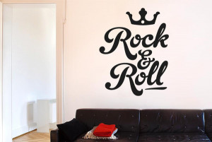 Rock-And-Roll-Crown-Wall-Sticker-Quotes-Wall-Decals-Wall-Art-Stickers ...