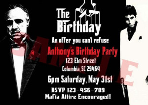 Godfather Scarface Mafia Invitation by rowzsmith on Etsy, $13.00