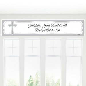Delicate Blessings Cross - Personalized Baptism Banners