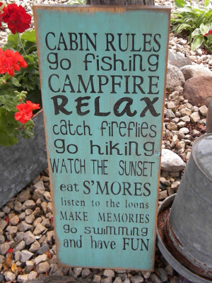 Cabin or Lake Rules Sign Typography subway sign