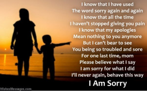 Sweet poem to say sorry to a mother