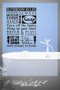 ... -RULES-WASH-YOUR-HANDS-lettering-VINYL-DECAL-WALL-STICKER-QUOTE-DECOR