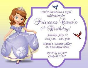 Details about 12 Custom Sofia the First Birthday Invitations ~ Style ...