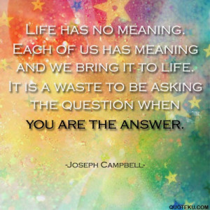 Life has no meaning. Each of us has meaning and we bring it to life ...