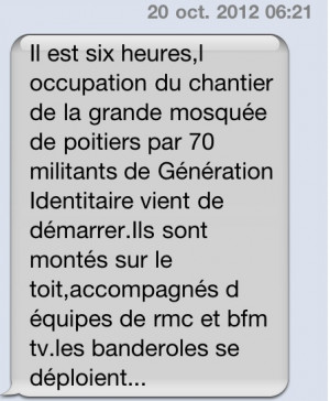 SMS reçu samedi matin, alertant sur l’opération à Poitiers. DR