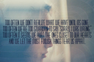 We let the most foolish things tear us apart
