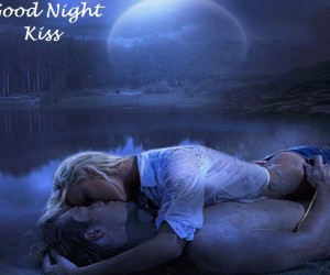 Good Night Kiss Love and Joyous Happiness Quit Moon Stars