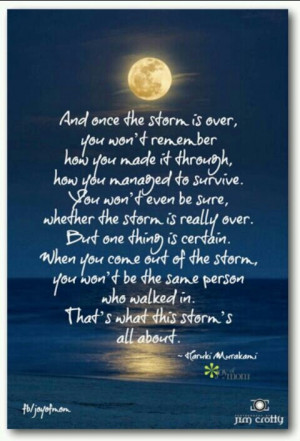You won't be the same person after the Storm - which is what that ...