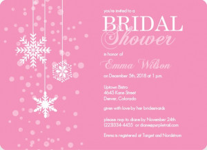 Blushing Bride Pink Winter Bridal Shower Invitation