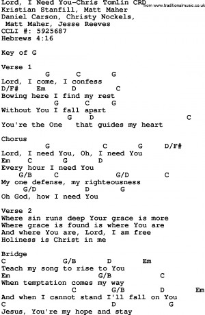 Download: Lord, I Need You-Chris Tomlin, as PDF file (For printing etc ...