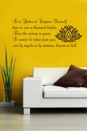 Vinyl Decal To Conquer Yourself Buddha Quote Home Wall Art Decor ...