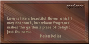 Love is like a beautiful flower which I may not touch, but whose ...