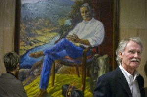 John Kitzhaber mingles with visitors at the unveiling of his portrait