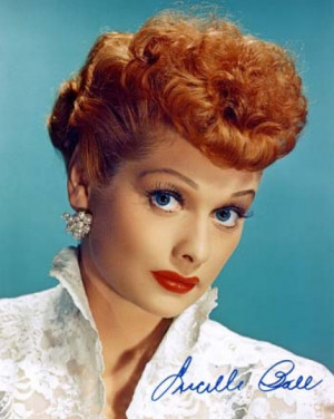 Lucille Ball and her poodle cut.