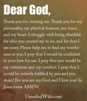In You --- Dear Heavenly Father, Thank you for creating me. Thank ...