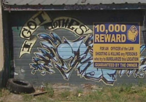 Burglars deterred by signs offering $10,000 reward to police officers ...