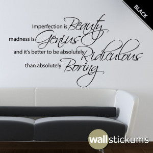 Marilyn Monroe Wall Decal Quote Vinyl Imperfection is Beauty 2 Living ...