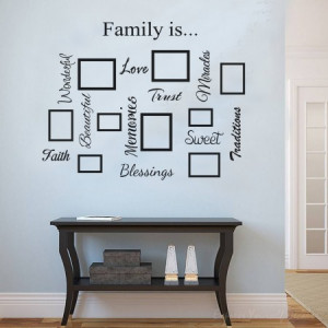 Photo frame & family quote word collage - wall art decal