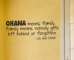 Lilo and Stitch Ohana Family Wall Decal Quote