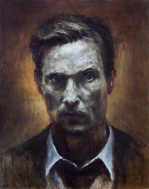 Rust Cohle done with oil sticks on panel - 24x19in ( i.imgur.com )