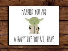 Star Wars Wedding Card Printable // Geeky Wedding Card // Yoda Wedding ...