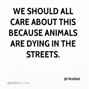 We should all care about this because animals are dying in the streets ...