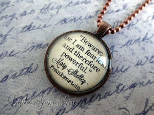 Frankenstein Mary Shelley Book Quote Necklace - Book Jewelry or ...