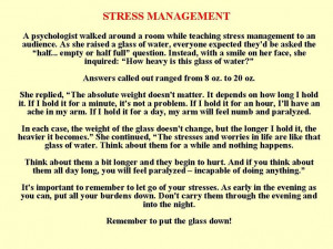 STRESS MANAGEMENT - Brilliant analogy!