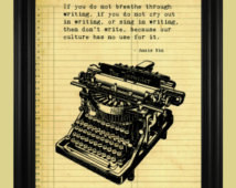 Anais Nin Writing Quote, Vintage St eampunk Typewriter Illustration ...
