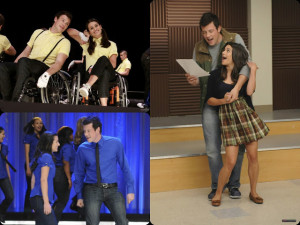 Glee 's Finn Hudson and Rachel Berry played by Cory Monteith and Lea ...