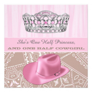 Cowgirl Princess Baby Shower Personalized Invites