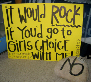 He simply took the YES rock back to her to answer.