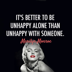 ... for this image include: Marilyn Monroe, unhappy, love, quote and alone