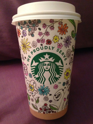 Starbucks cup art. Flowers. Hippie. By my daughter Dylan who doodles ...
