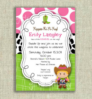 Cowgirl Cowboy Invitation Birthday Western Rodeo cow print - Printable ...