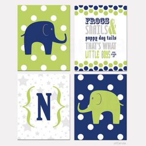 Elephant Wall Art Print Quote Frogs and Snails and Puppy Dog Tails ...