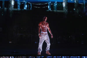 hologram of deceased rapper Tupac Shakur performs onstage during day ...