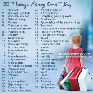 50 Things Money Can't Buy