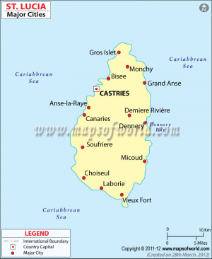 st lucia map caribbean