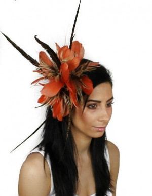 ... Derby Fascinator Hat With Headband - In Burnt Orange, Turquoise or