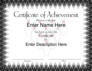 Free Bowling Award Certificate Template