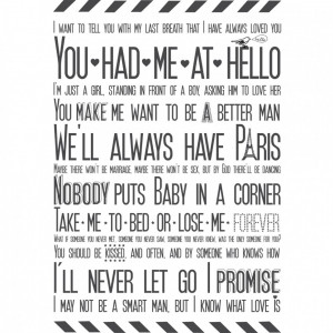 ... About Love: Movie Love Quotes Tea Towel In Screen Capture Design